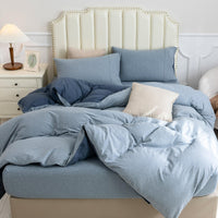 Pure Era - Jersey Duvet Cover Set - Reversible Heathered Navy& Blueish Gray