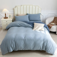 Pure Era - Jersey Duvet Cover Set - Reversible Heathered Navy& Blueish Gray