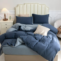 Pure Era - Jersey Duvet Cover Set - Reversible Heathered Navy& Blueish Gray