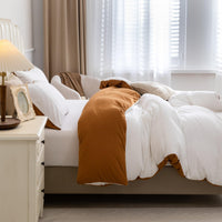 Pure Era - Jersey Duvet Cover Set - Reversible Solid Burnt Orange& Off White