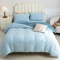 Pure Era - Jersey Duvet Cover Set - Reversible Solid Cerulean Blue& Light Blue