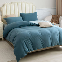 Pure Era - Jersey Duvet Cover Set - Reversible Solid Cerulean Blue& Light Blue