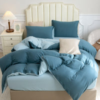 Pure Era - Jersey Duvet Cover Set - Reversible Solid Cerulean Blue& Light Blue