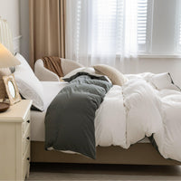 Pure Era - Jersey Duvet Cover Set - Reversible Solid Dark Gray& Off White