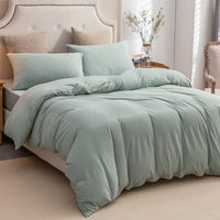 Pure Era - Jersey Duvet Cover Set - Sage Green 100% T-shirt Cotton Ultra soft and comfy