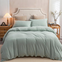 Pure Era - Jersey Duvet Cover Set - Sage Green 100% T-shirt Cotton Ultra soft and comfy