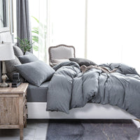 Pure Era - Jersey Duvet Cover Set - Solid Blueish Gray