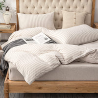 Pure Era - Jersey Duvet Cover Set - Striped Beige