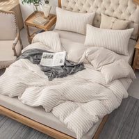 Pure Era - Jersey Duvet Cover Set - Striped Beige