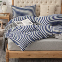 Pure Era - Jersey Duvet Cover Set - Striped Blue Gray