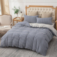 Pure Era - Jersey Duvet Cover Set - Striped Blue Gray