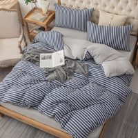 Pure Era - Jersey Duvet Cover Set - Striped Blue Gray