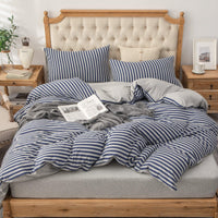 Pure Era - Jersey Duvet Cover Set - Striped Blue Gray