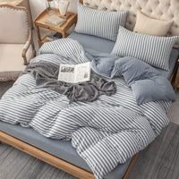 Pure Era - Jersey Duvet Cover Set - Striped Blueish Gray