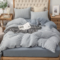 Pure Era - Jersey Duvet Cover Set - Striped Blueish Gray