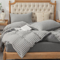 Pure Era - Jersey Duvet Cover Set - Striped Dark Gray