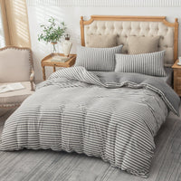 Pure Era - Jersey Duvet Cover Set - Striped Dark Gray