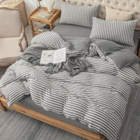 Pure Era - Jersey Duvet Cover Set - Striped Dark Gray