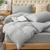 Pure Era - Jersey Duvet Cover Set - Striped Narrow Gray