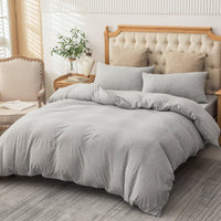 Pure Era - Jersey Duvet Cover Set - Striped Narrow Gray