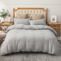 Pure Era - Jersey Duvet Cover Set - Striped Narrow Gray