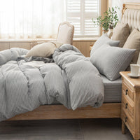 Pure Era - Jersey Duvet Cover Set - Striped Narrow Gray