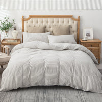 Pure Era - Jersey Duvet Cover Set - Striped Narrow White