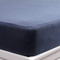 Pure Era - 100% T-shirt Cotton Jersey Fitted Bottom Sheet Extra Deep Pocket- Heathered Blue