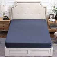 Pure Era - 100% T-shirt Cotton Jersey Fitted Bottom Sheet Extra Deep Pocket- Heathered Blue