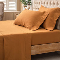 Pure Era - T-shirt Cotton Jersey Knit Bed Sheet Set - Burnt Orange