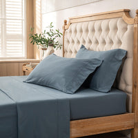 Pure Era - T-shirt Cotton Jersey Knit Bed Sheet Set - Cerulean Blue