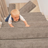 Pure Era - Tape Free Bullnose Carpet Stair Treads - Non-silp Pet Friendly Peel and Stick 