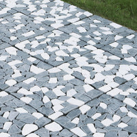 Pure Era - 12''x12'' Interlocking Patio Tiles Stone Deck Tiles - Sliced Black and White