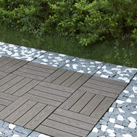 Pure Era - 12''x12'' Interlocking Patio Tiles Stone Deck Tiles - Sliced Black and White