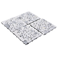 Pure Era -12''x12'' Interlocking Patio Tiles Stone Deck Tiles - Sliced Gray and White
