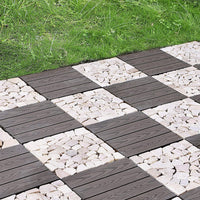 Pure Era - 12''x12'' Interlocking Patio Tiles Stone Deck Tiles - Sliced Tan