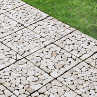 Pure Era - 12''x12'' Interlocking Patio Tiles Stone Deck Tiles - Sliced Tan