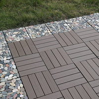 Pure Era - Interlocking Patio Tiles Wooden Deck Tiles - Brown