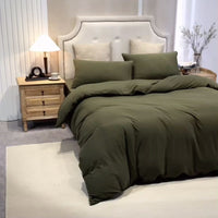 Pure Era - 100% T-shirt cotton Jersey Duvet Cover Set - Olive Green Ultra soft and comfy