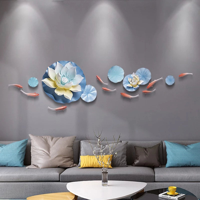 3D Metal Wall Art, Creative Handmade Koi Goldfish, Nature Home Art Decoration and Modern Light Luxury Gifts for Study , Living Room Bedroom