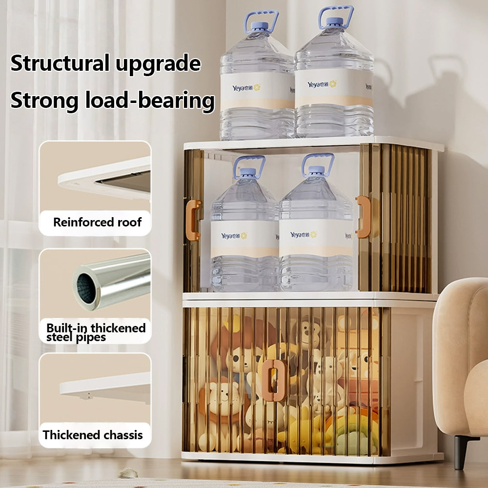 Foldable Toy Storage Cabinet with Wheels – Extra Large Capacity Kids Organizer Box
