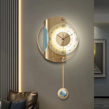 Modern Design Backlight Metal Wall Clock Living Room Fashion Clocks Home Decor Mirror Lighting Wall Clock