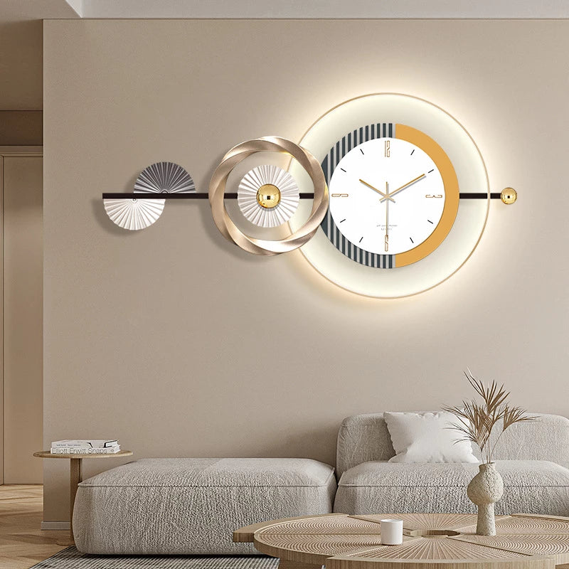 Wall Decor Wall Clock Home Living Room Atmosphere Nordic Modern TV Background Wall Decoration Clock 39.4in × 19.7in