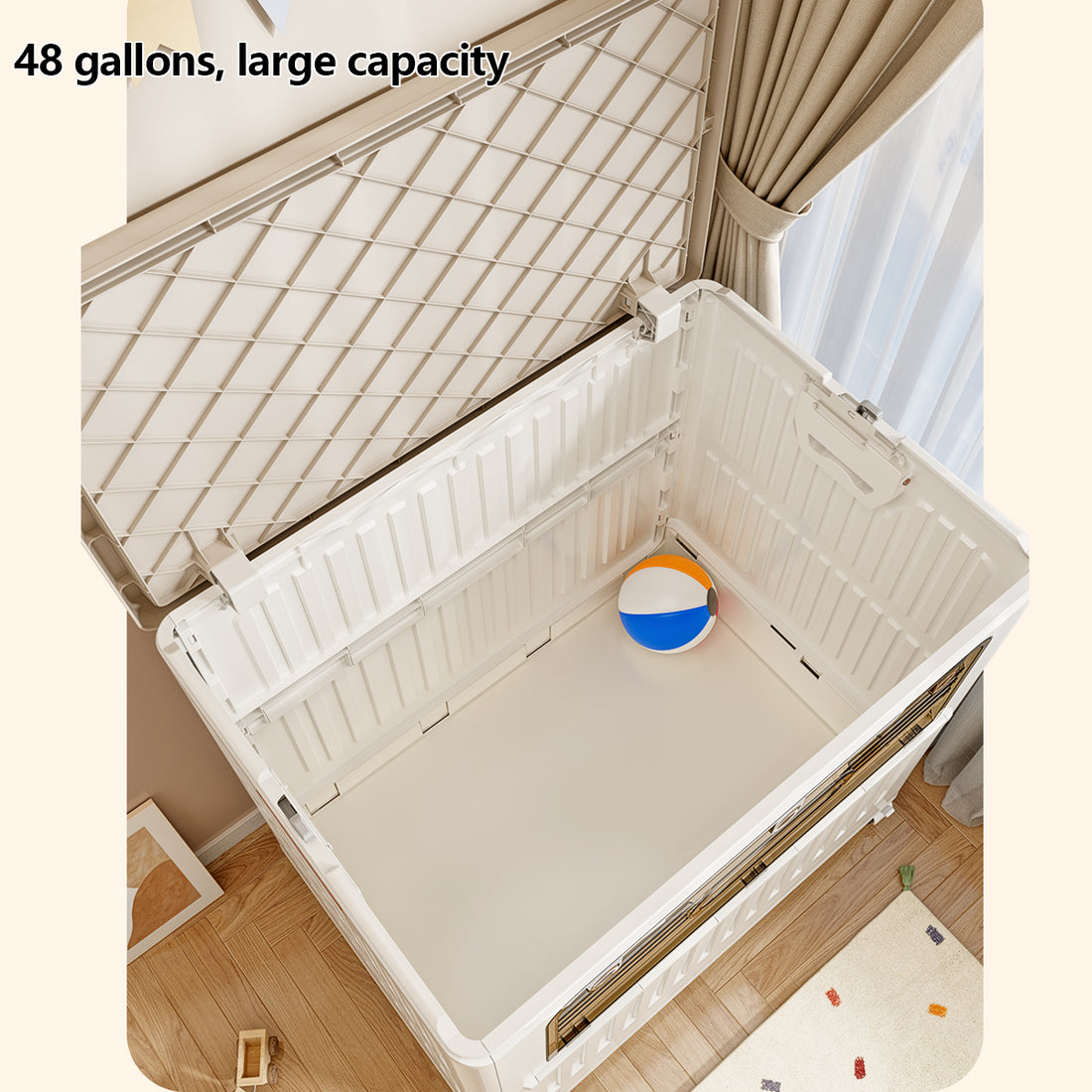 Large Capacity Folding Storage Box for Toys, arge Capacity Foldable Front-Open Organizer with Wheels,  - Perfect for  Clothes, Toys, Plush Dolls, as Bedside Table & Wardrobe