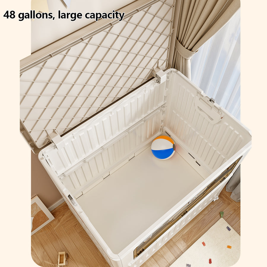 Large Capacity Folding Storage Box for Toys, arge Capacity Foldable Front-Open Organizer with Wheels,  - Perfect for  Clothes, Toys, Plush Dolls, as Bedside Table & Wardrobe