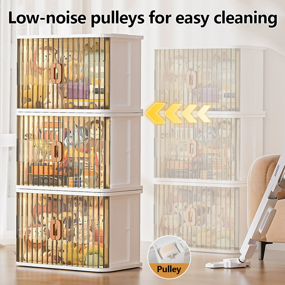 Foldable Toy Storage Cabinet with Wheels – Extra Large Capacity Kids Organizer Box