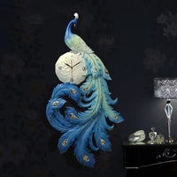 Peacock Wall Clock Resin 3D Home Living Room Decoration Silent Clock