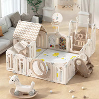 Foldable Infant Play Yard with House Baby Playpen and Matching Toys | Star-Moon