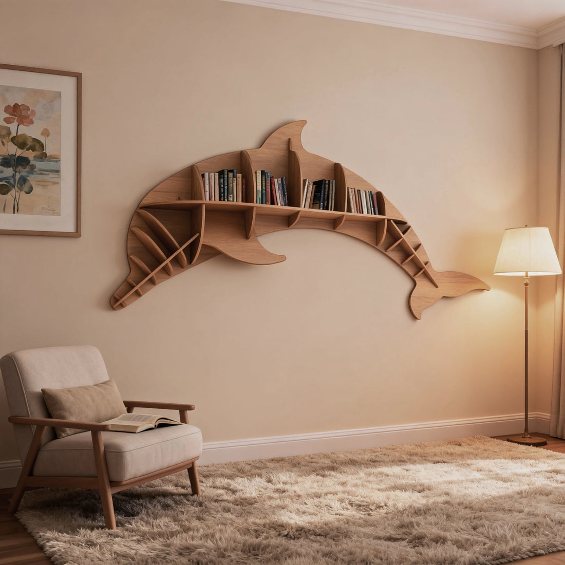 Kids Creative Dolphin Bookshelf Locker Wooden