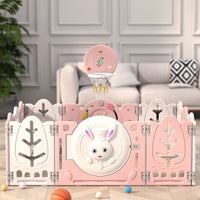 Foldable Baby Playpen with Mat and Matching Toys| Happy Rabbit